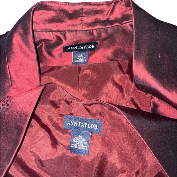 Vintage Ann Taylor Burgundy Silk Jacket & Vest Size 10 - Picture 6 of 10